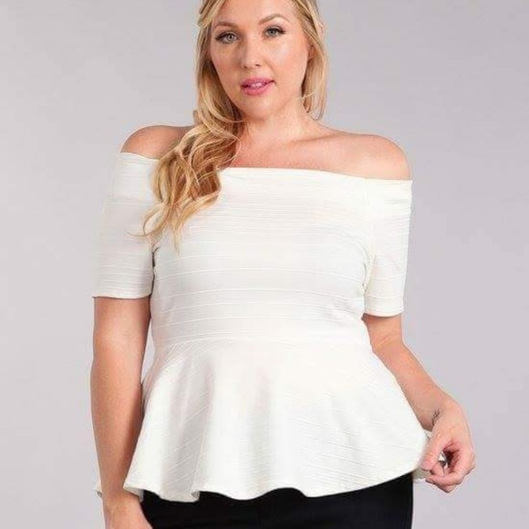Winter white peplum top - Picture 1 of 2